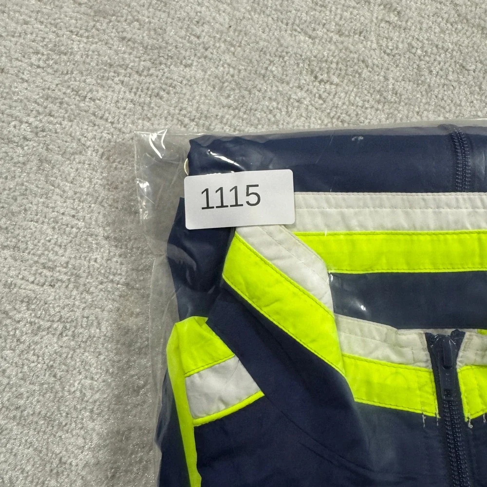 Adidas Windbreaker Mens‎ M Navy Blue Neon Yellow Vintage Track Jacket Full Zip